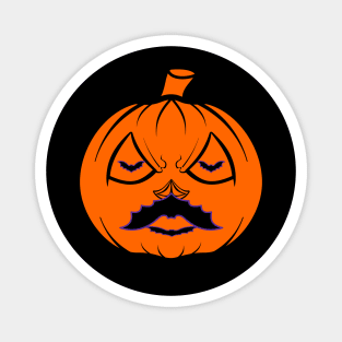 "Crazy pumpkin with a bat-shaped mustache" Magnet